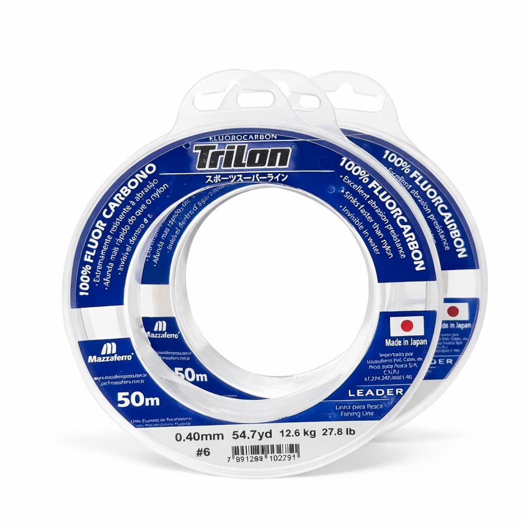 Linha De Pesca Mazzaferro Trilon 100% FluorCarbono 0.40mm 13,8kg Baixa Mémoria Transparente