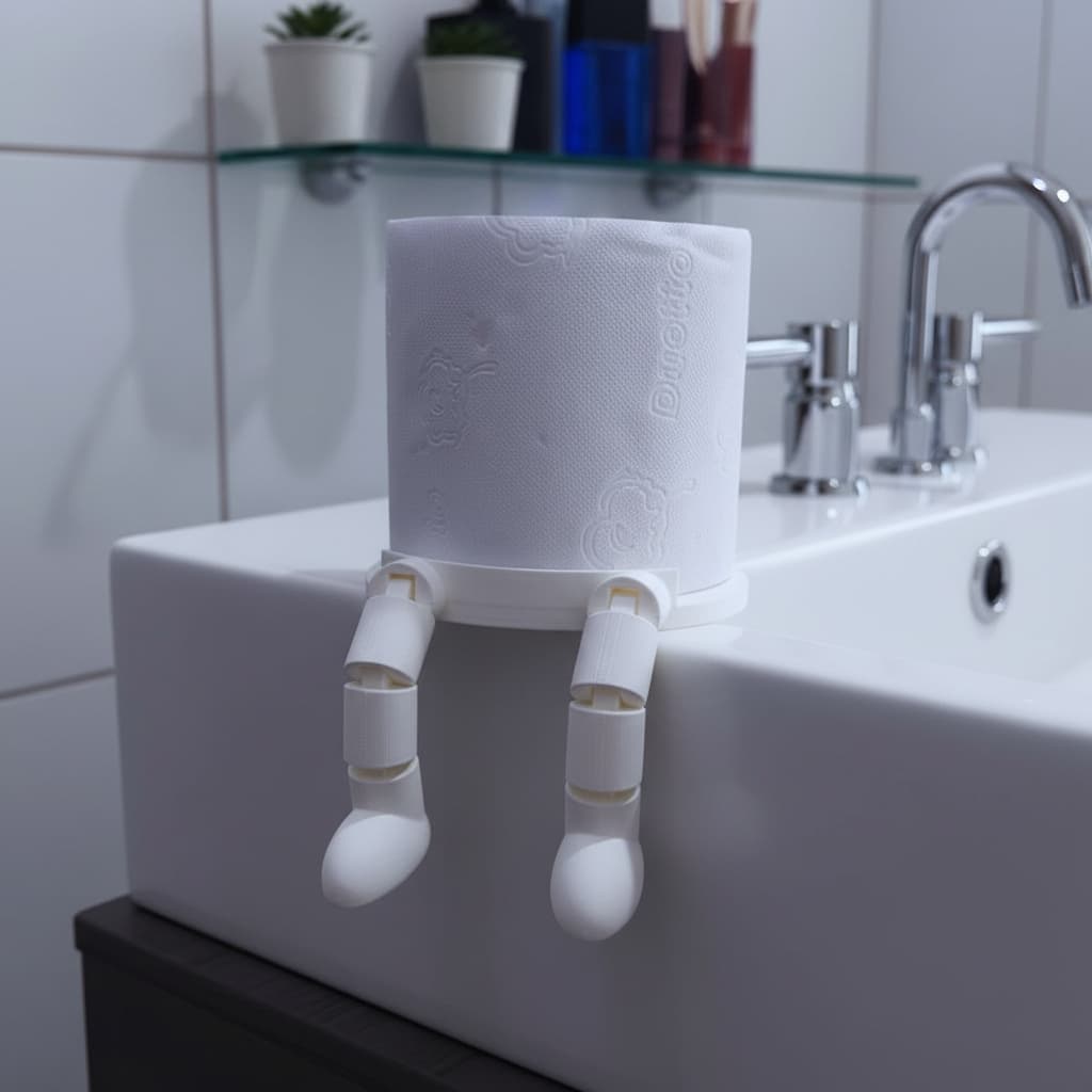 Suporte para Papel Higiênico Divertido com Pernas Articuladas  - Empalhável e Charmoso