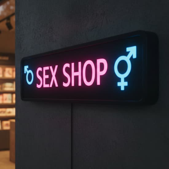 Placa LED Sex Shop 50x25cm Painel Luminoso com Fonte 12V Bivolt
