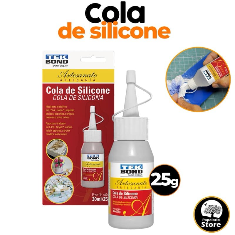 Cola Silicone Líquida Tekbond 25g/30ml Transparente – Ideal para EVA, Artesanato, Papel e Reparos Multiuso
