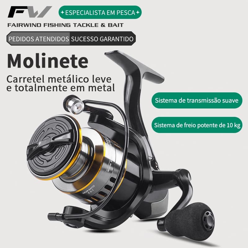 Molinete De Pesca De Metal EVA HE1000-7000 Max Arraste 10kg Cana Em Água Salgada