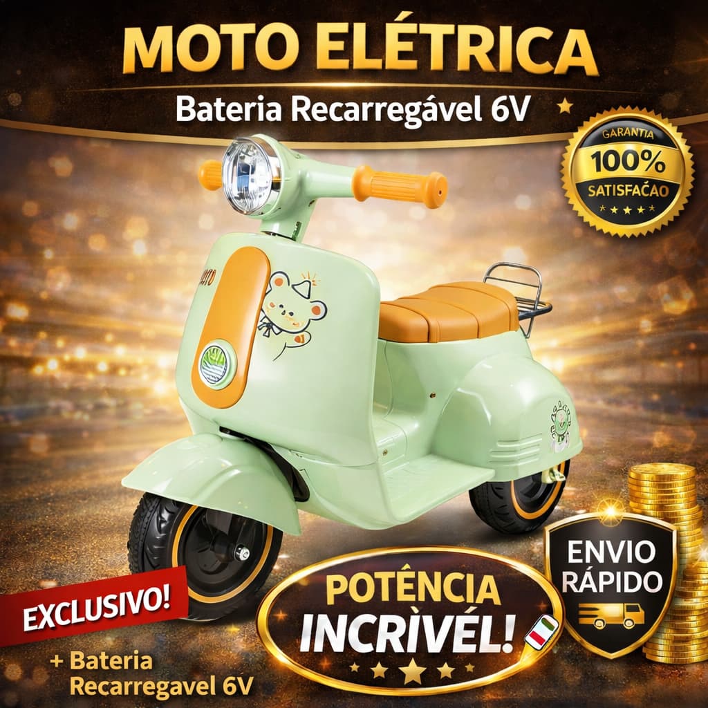 Moto Eletrica Infantil 2 Rodas Controle Pedal Avanço Recuo Bateria Recarregavel 6V Luzes Som