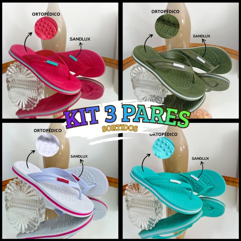 Kit 2, 3 ou 4 pares Chinelo Confortflex Ortopédico Antiderrapante Nuvem Anatômico