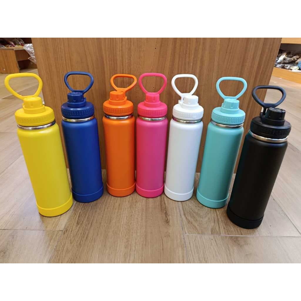 Garrafa Térmica 800ml c/ base  de silicone e 1000 ml sem base de silicone p Isolamento Térmico Prolongado