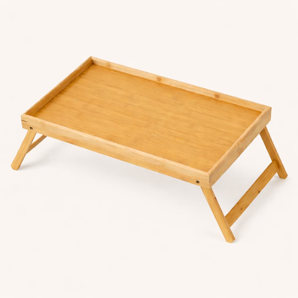 Mesa Notebook Bambu Dobrável Bandeja Café Cama Sofá Apoio Madeira