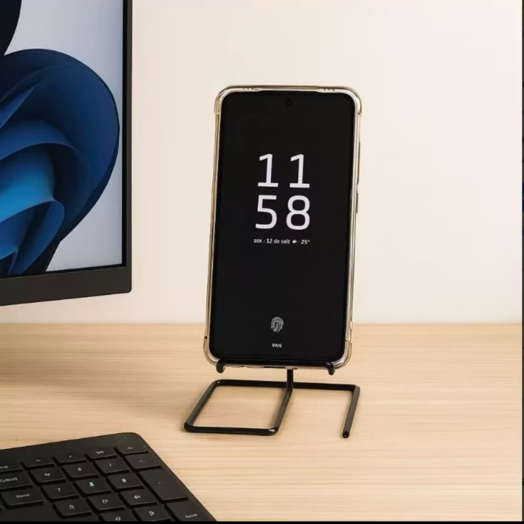 Suporte Aramado Preto para Celular - Prático e Resistente