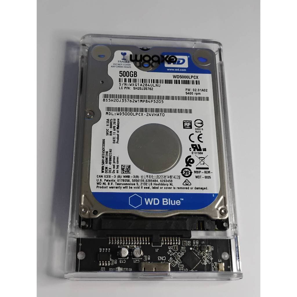 HD HDD Externo Western Digital Blue 500GB 2.5 USB 3.0 5400 RPM Sata 3 Notebook com Case Exbom (WD-WXG1A284ULNU)