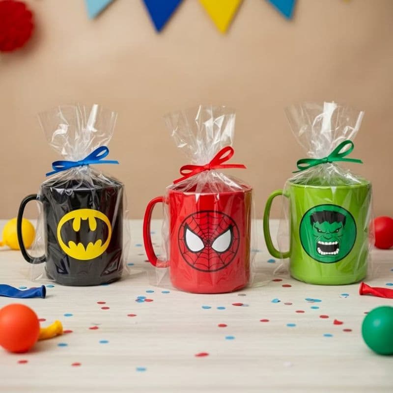 Kit Canecas 450ml Personagem Infantil Festa Lembrancinhas Presente Aniversários Homem Aranha Batman