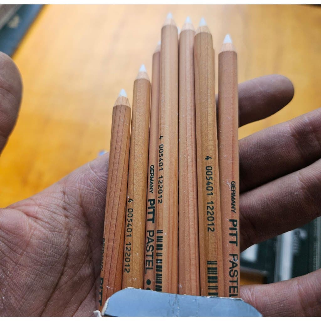 Caixa 12 Lápis Faber-Castell PITT Branco Oil Base Medium (Novo/Vintage)