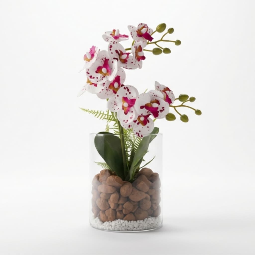 Planta Artificial Arranjo de Orquídeas Vaso Solitário Decoração