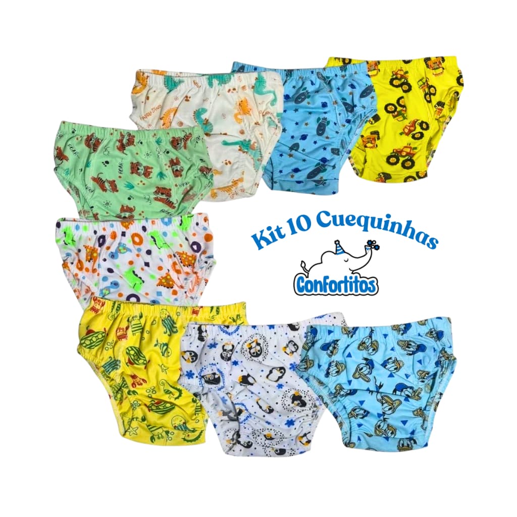 Kit Cuequinhas Infantil forro 100% algodão 0 a 12 anos Cuecas Kit Promoção Coeca Infantil Menino
