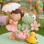 Bonecos do jardim Encantado-Menina e o sapo em feltro para decoração de festa, ensaio fotográfico e quarto infantil