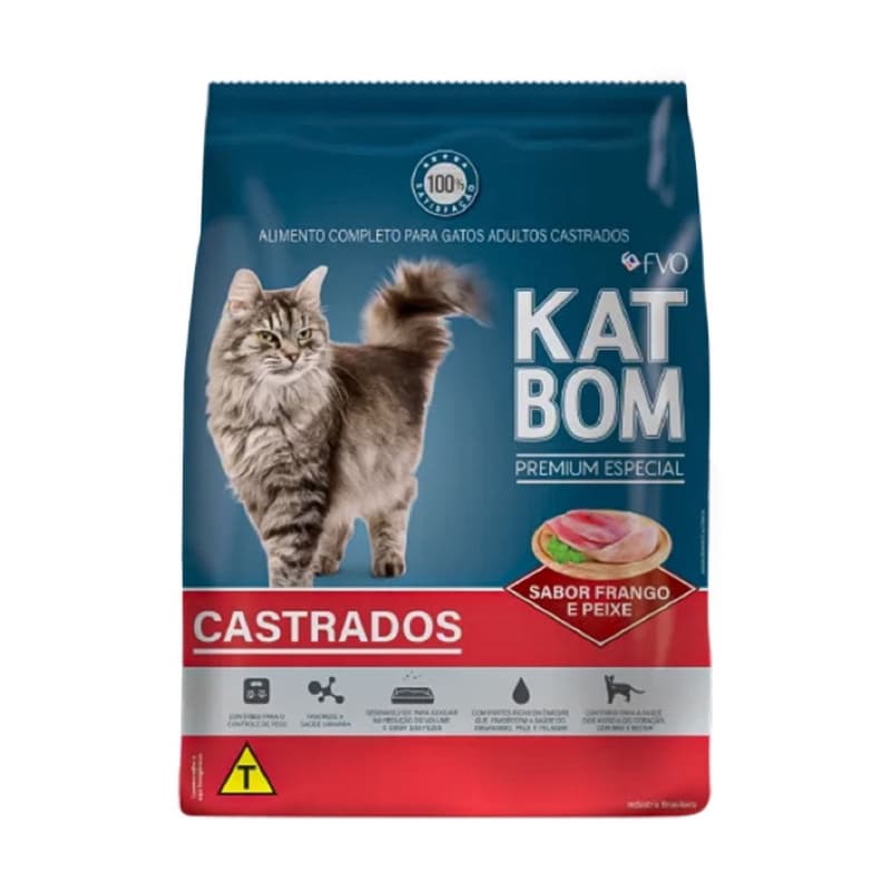 RAÇÃO PARA GATOS KATBOM 10,1kg CASTRADOS