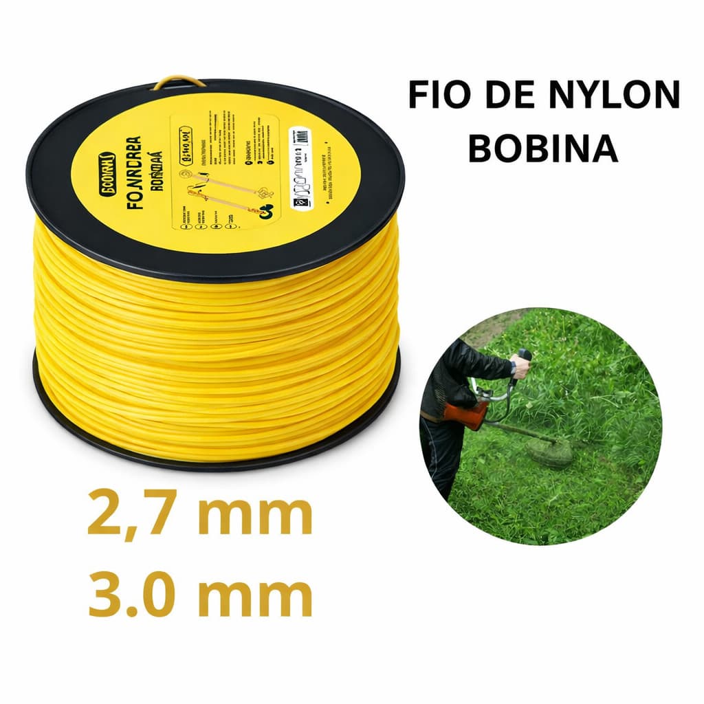 Fio de nylon para roçadeira bobina rolo para aparador de grama carretel 3.0mm 2,7mm redondo nailon
