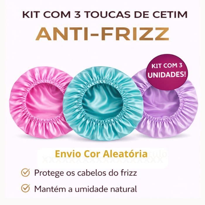 Kit 3 Touca de Cetim Anti Frizz, Hidratação, Atrito para os Cabelos