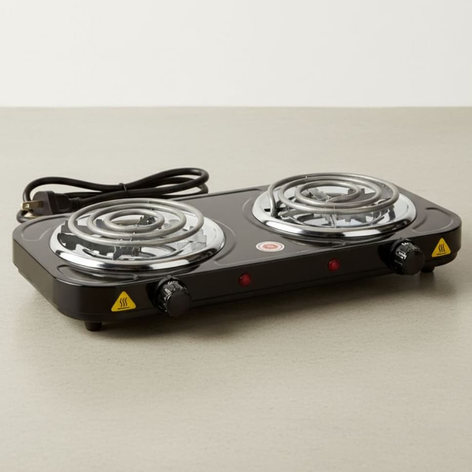 Fogareiro Fogão Elétrico Portátil Camping 2 Bocas 2000W 110V Mesa Cozinha Camping Viagem Compacto