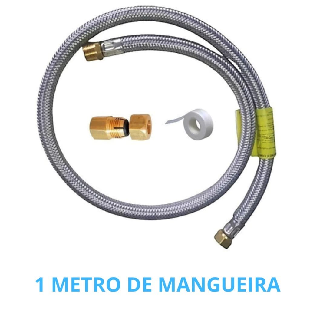 Kit Instalação Gás Encanado Mangueira 1m + adaptador Glp Gn Macho