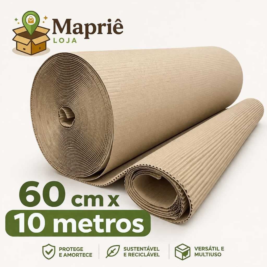 Bobina de Papelão Ondulado 60 cm x 10 metros Proteção em Reformas e Embalagens de Produtos