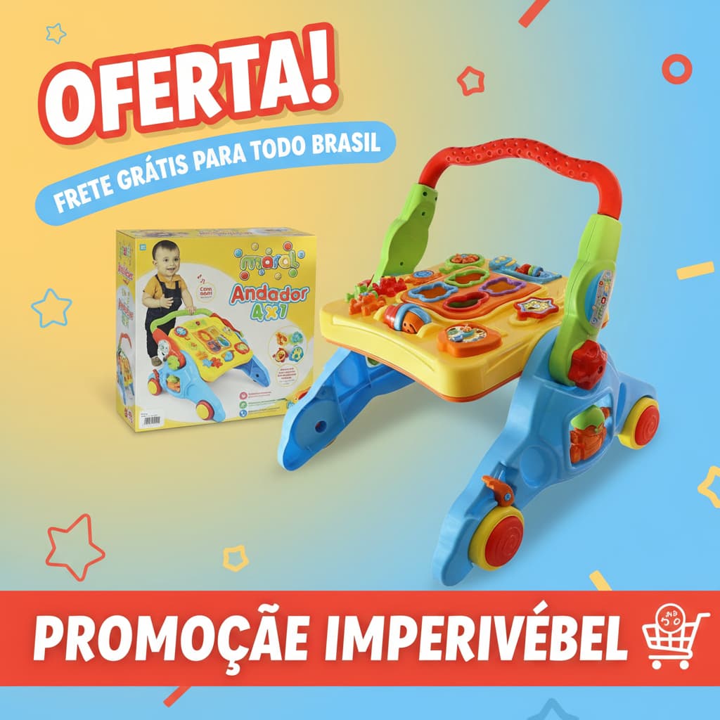 Andador E Mesa Didático 4 Em 1 Com Som