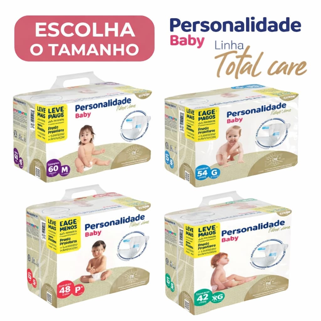 Fralda Descartável Personalidade Baby Total Care  – Ultra Dry Alta Absorção Conforto e Proteção 12h
