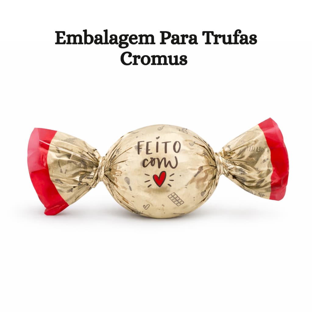 Embalagem Para Trufas Bombom Feito com Amor Cromus C/100 Unidades Bombom Doces Presente Confeitaria