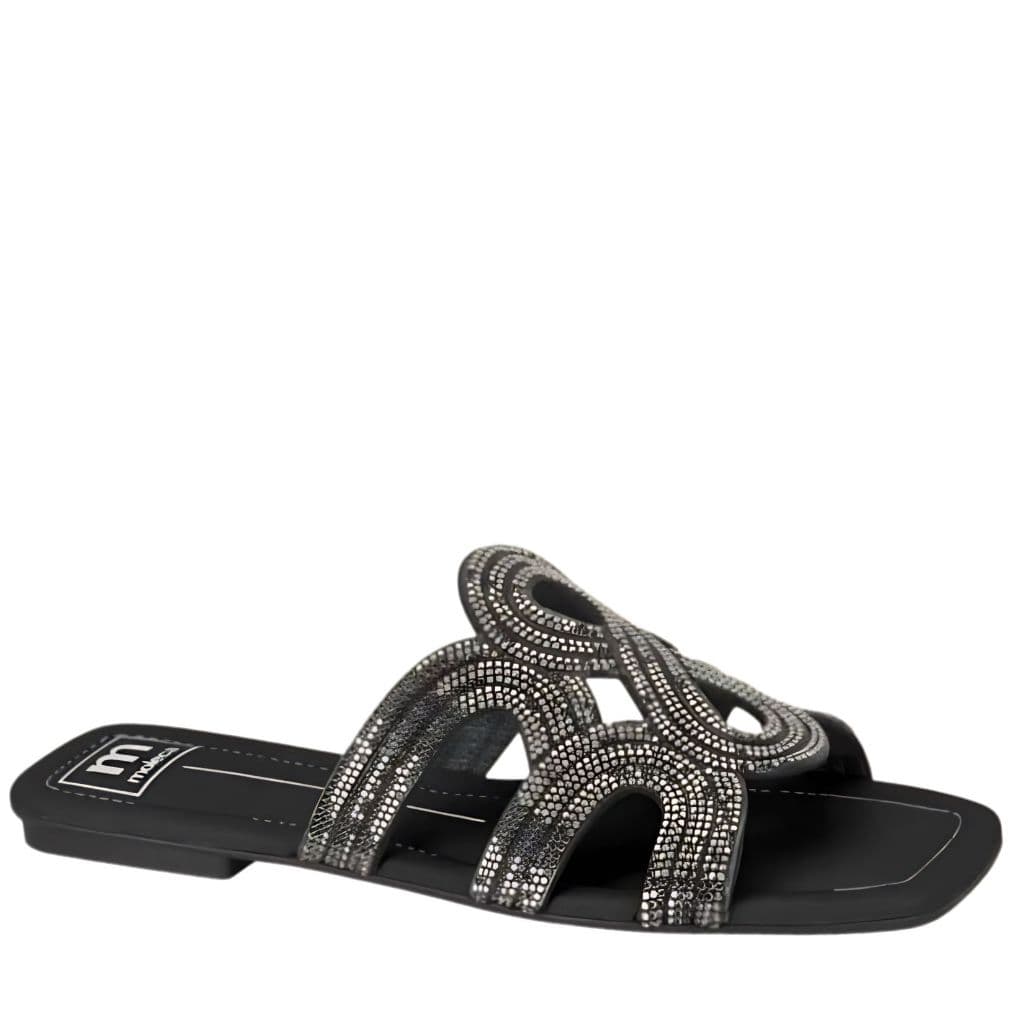Sandália Feminina Slide Moleca Casual 5462.133 Rasteira Com Strass