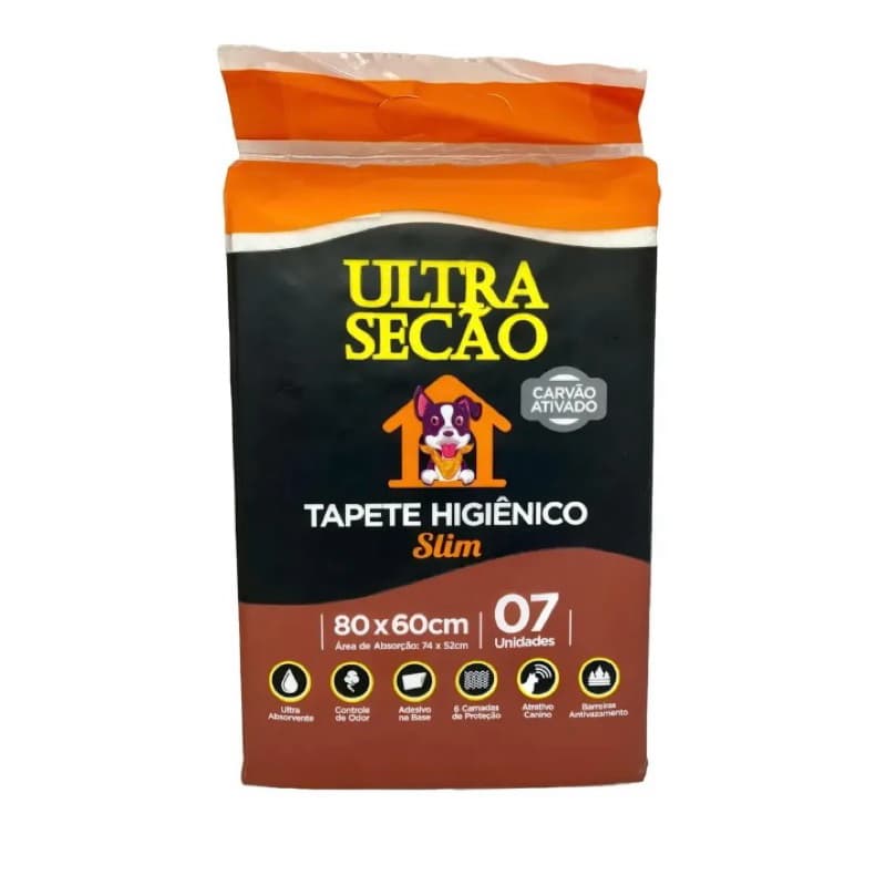 Tapete Higiênico Ultra Secão Preto 80x60 Great Pets 7 Unidades