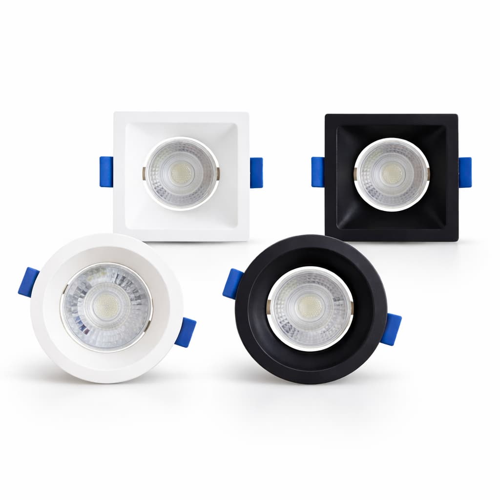 Spot LED Fixo Teto Embutir Recuado 6W Quadrado e Redondo ABS Bivolt
