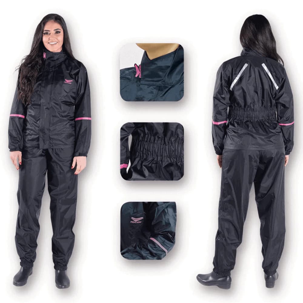 Capa Roupa Conjunto Feminina Chuva Nylon Piracapas Para Motoqueira Motociclista Moto Impermeável