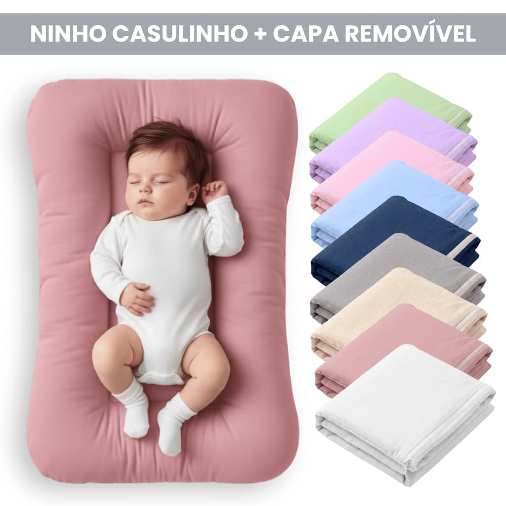 Ninho Redutor Casulinho de Berço Recém Nascido com Capa 100% Algodão Menino Menina Sensorial Macio