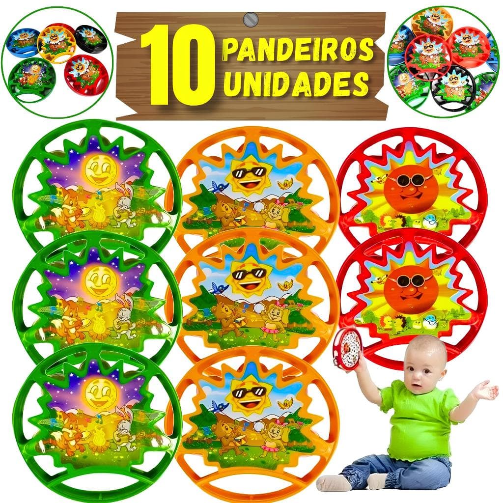 Kit 10 Pandeiro Pandeirola Infantil Brinquedo Musical Prenda