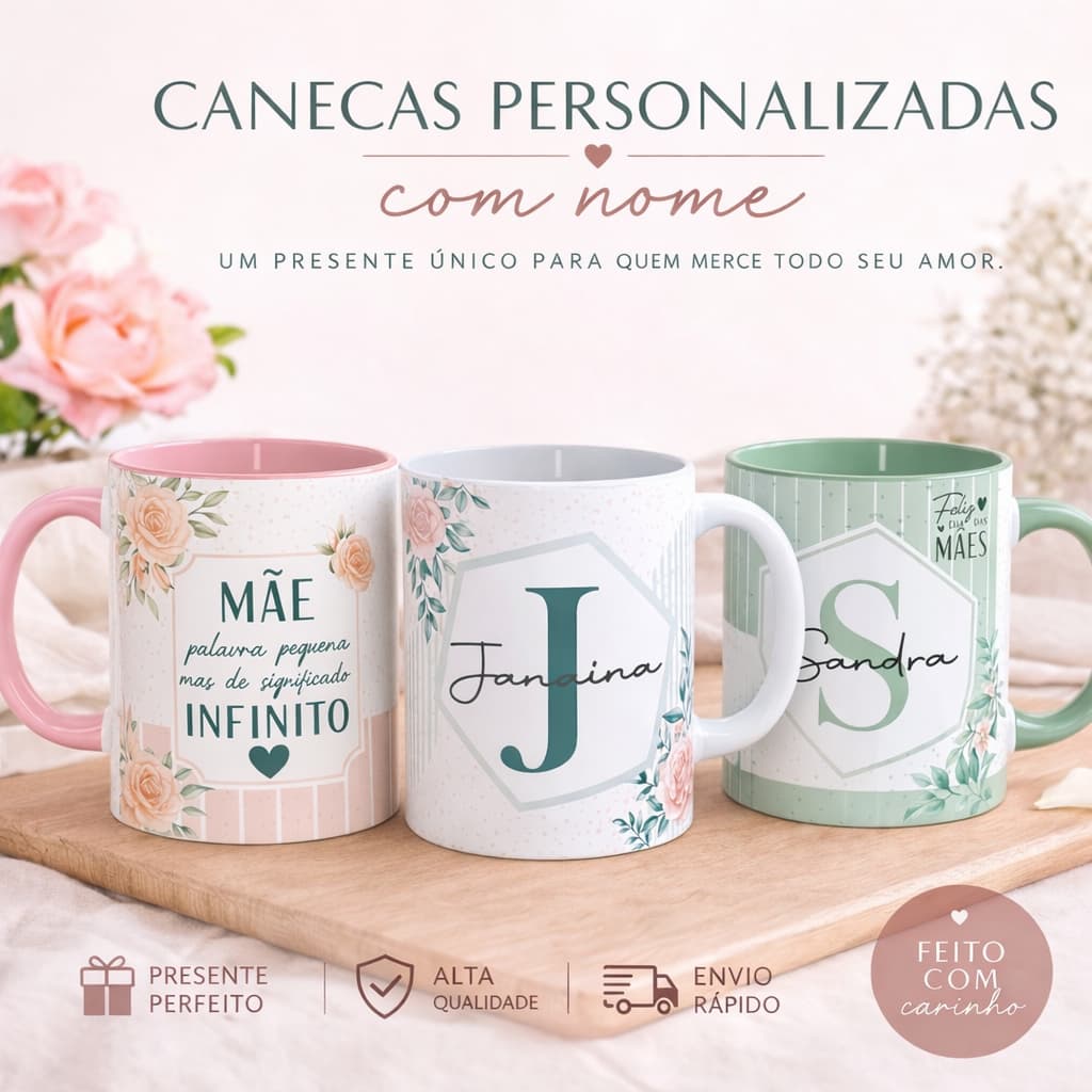 Caneca Personalizada Dia das Mães Presente Porcelana