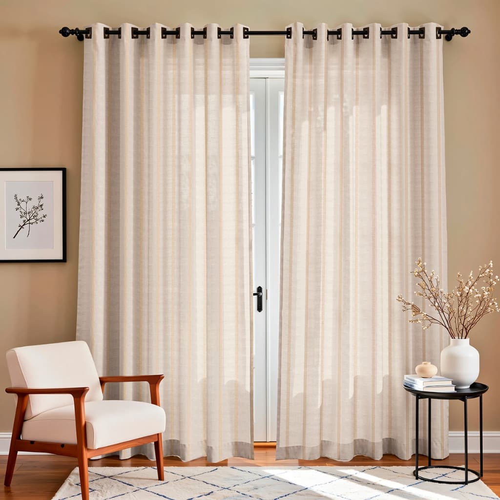 Cortina Colonial 4,20x2,60 Ilhós Para Varão Premium Sala Quarto 2 Partes