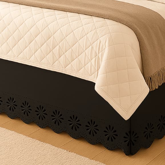 Saia para Cama Box Casal Queen com Barra Decorativa Ajustável em Microfibra  - Cobre Todo o Box