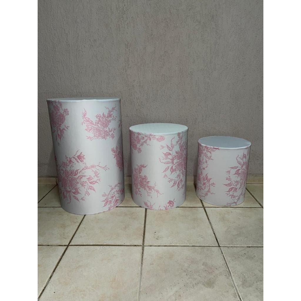 Kit de capas veste fácil para cilindros em malha sublimada floral rose toile de jouy
