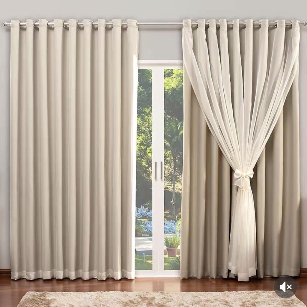 Cortina Blackout Voil Voal 280x260 Preto ou Vermelho Bloqueia Luz Forro PVC Ilhós