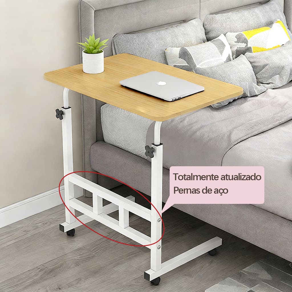 Mesa Multiuso Portátil para Notebook Versão atualizada com Altura Ajustável e Rodinhas – Cama e Sofá