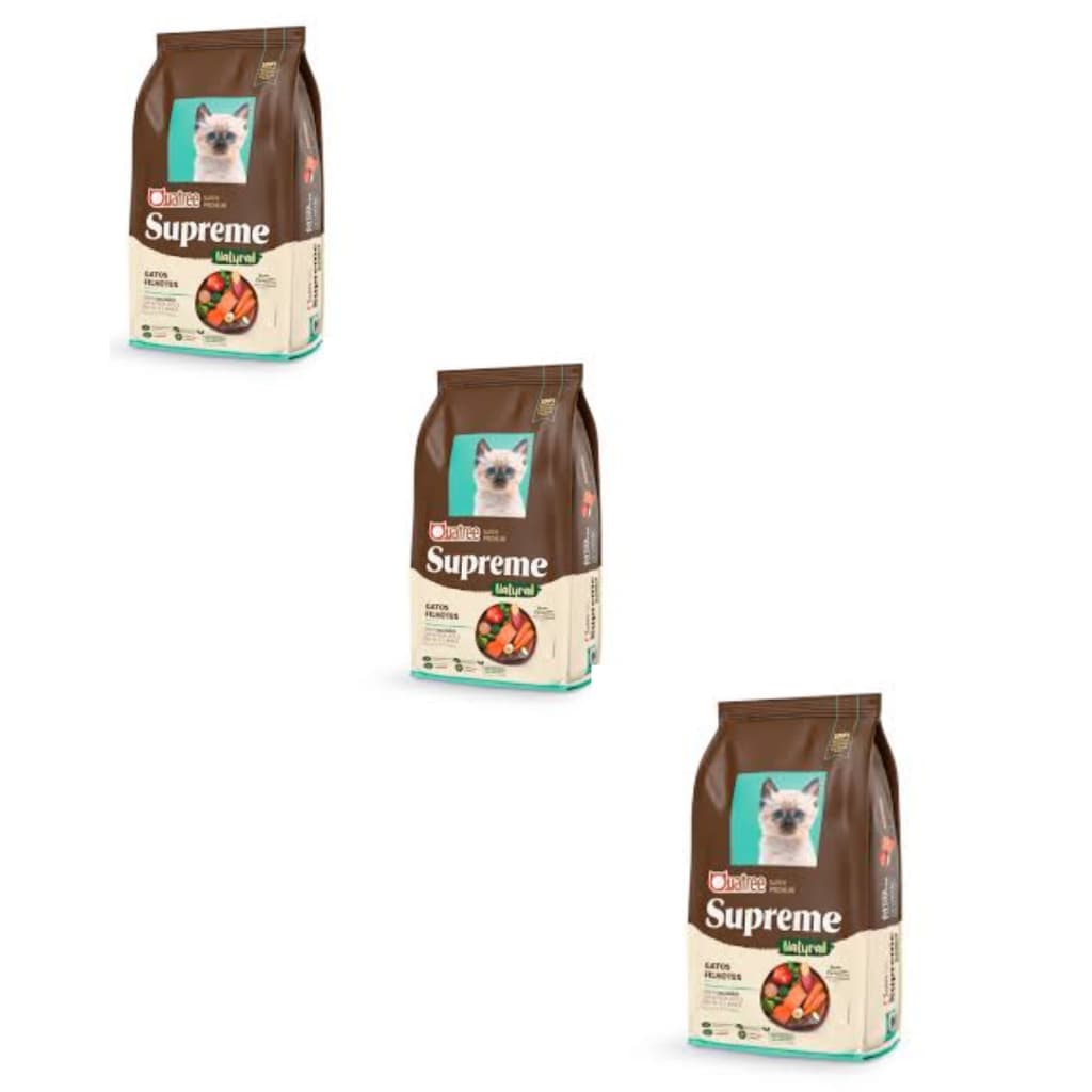 KIT COM 3 Ração gatos filhotes Ração Quatree Supreme Salmão e  Batata doce Gatos Filhotes 1,01kg