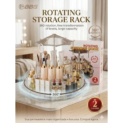 Organizador Giratório de Acrílico 360° - Base Giratória, Design Compacto, Visual Elegante