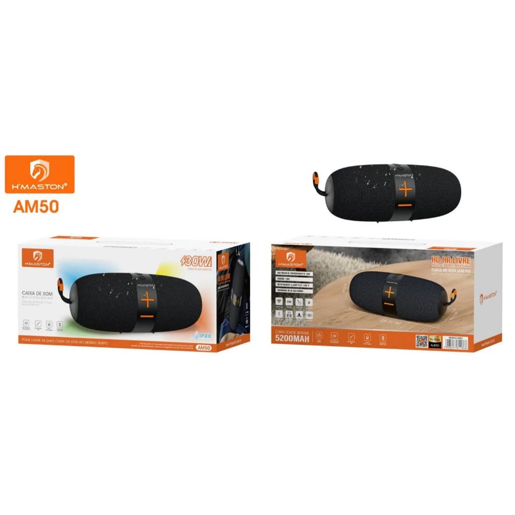 H'Maston AM50 Caixinha Bluetooth TWS IPX6 Portátil