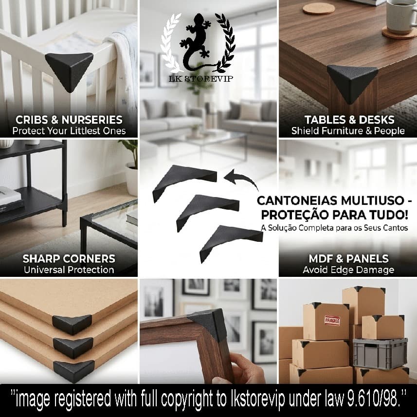 Kit 6 Protetores de Quina Cantoneira Boiserie Segurança Bebê Alta Resistência