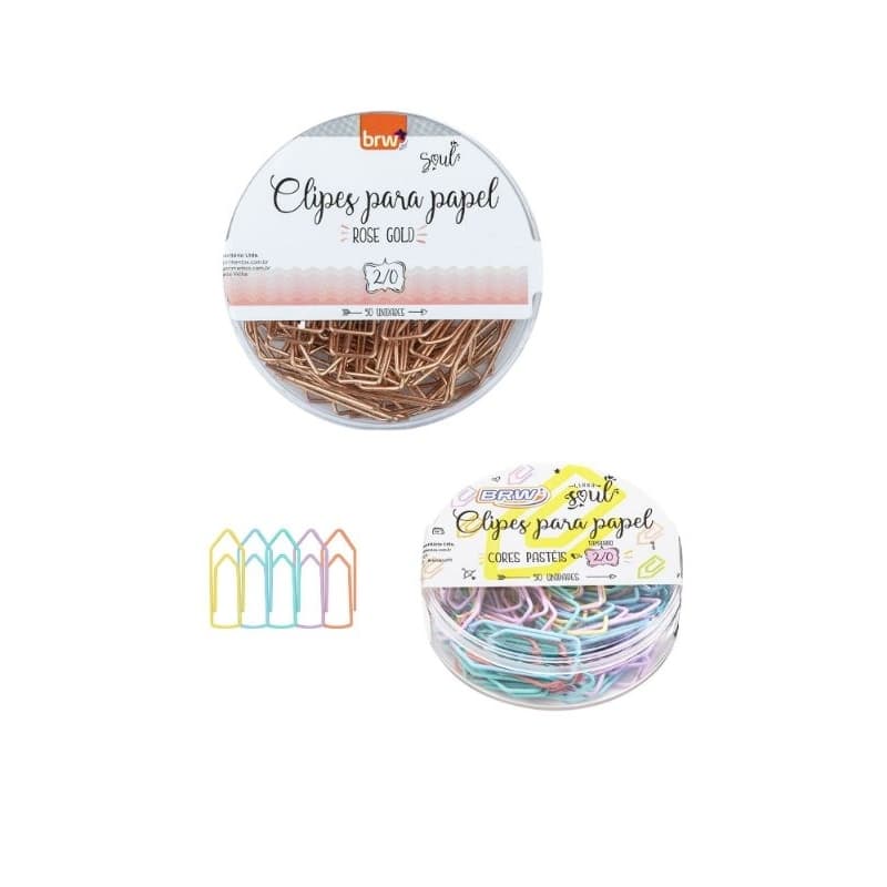 Clipes para papel 2/0 Rose Gold - Clipes para Papel Tons Pastel 50 Unidades