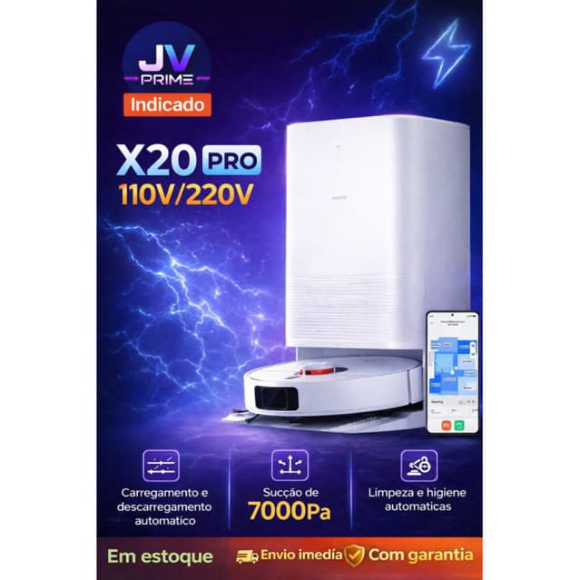 Robô Aspirador X20Pro Varre, Aspira,Esfrega-Dock Lava e Seca-110v-Produto Novo-A Pronta Entrega Com Garantia - Lacrado