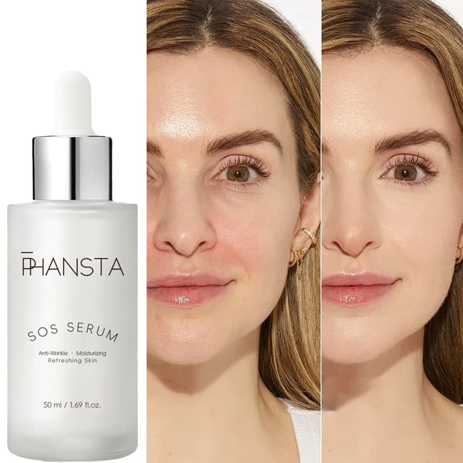 Sérum Facial PHANSTA SOS - Niacinamida + Ácido Hialurônico, Antienvelhecimento, Preenchimento e Brilho, Hidratação, 50ml