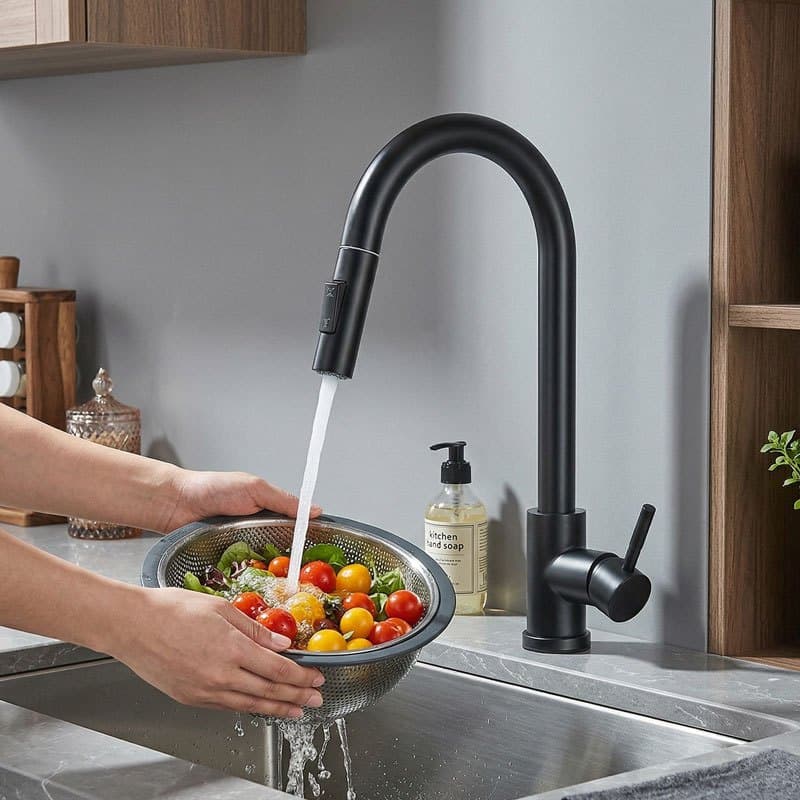 orneira Cozinha 2 Modos de Água Retrátil Giratória 360° Inox Premium