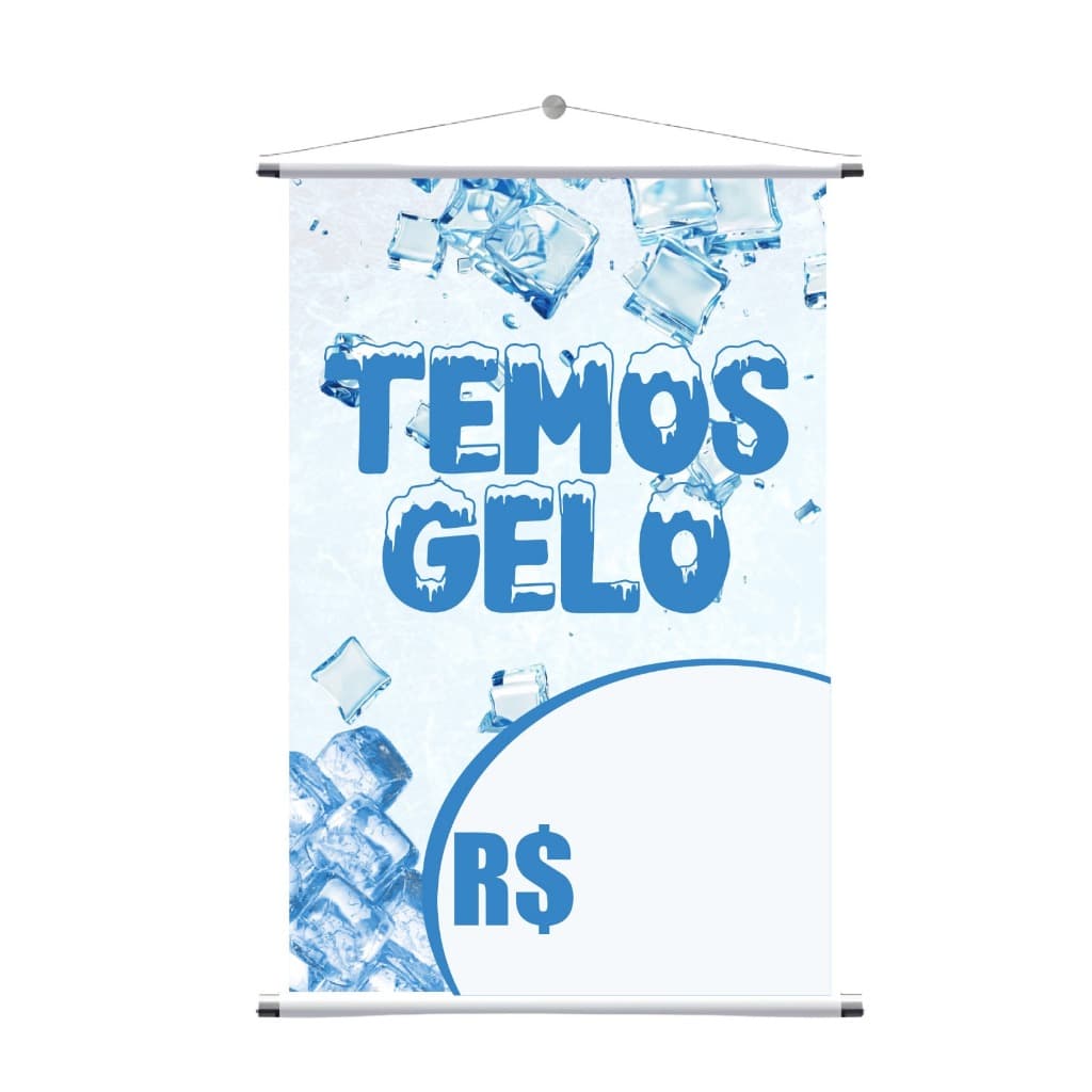 Banner - Temos Gelo - Modelo Pronto para Uso - Lona/Faixa (Arte 01)