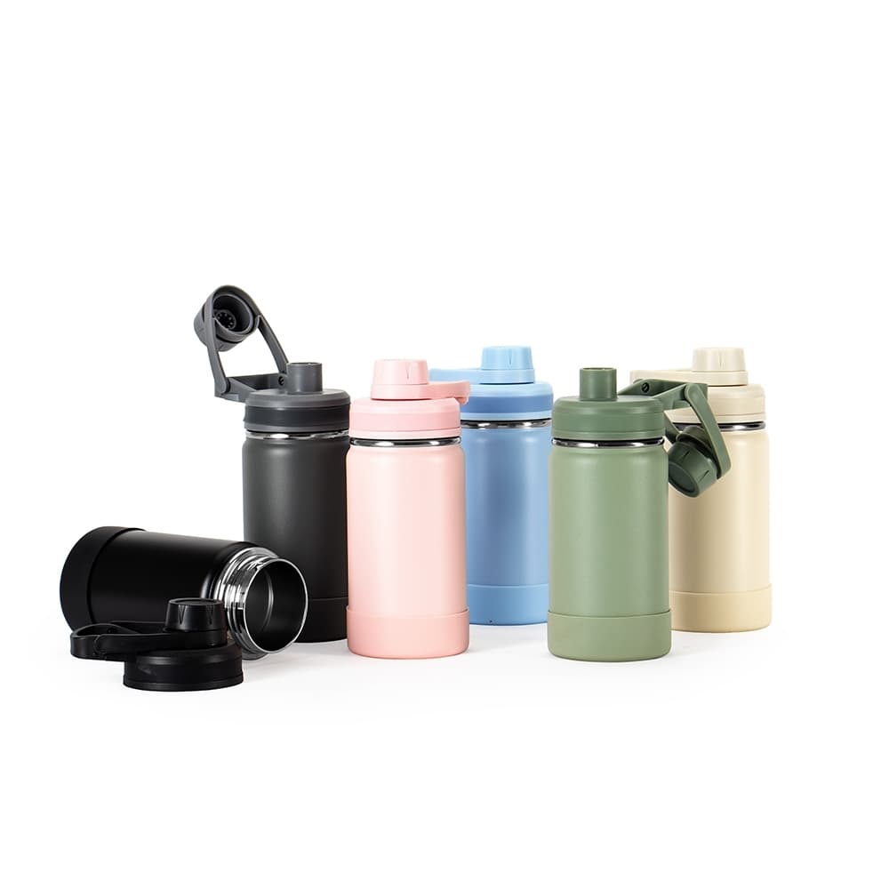 Garrafa Térmica 350ml + Protetor - Personalizado com nome, logo, time ou desenho.