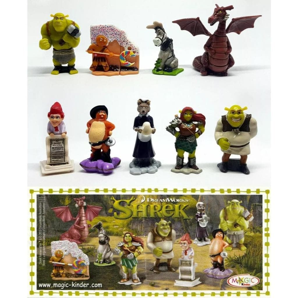 Shrek Kinder Ovo miniaturas colecionáveis 2010 raridades antigo Princesa Fiona Lobo Mau Burro