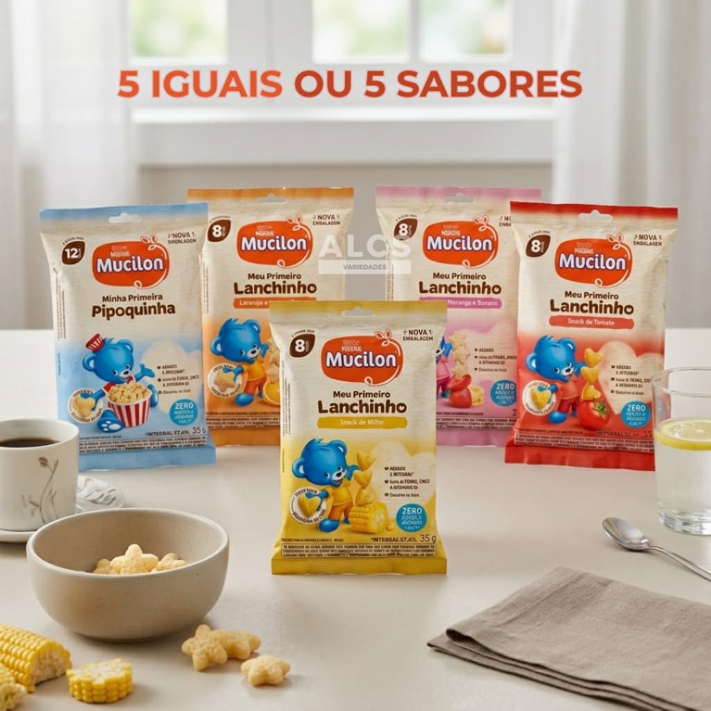 Mucilon Meu Primeiro Lanchinho 35g Kit 5 Snack Infantil Sabores ou Igual Nestlé