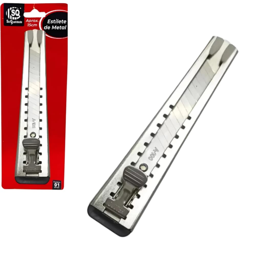 Estilete De Metal 15cm Profissional Com Trava De Segurança 1 Unidade